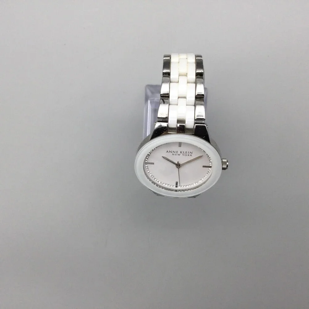 Anne Klein Womens Watch 34mm White Dial Stainless Bracelet New Battery 7